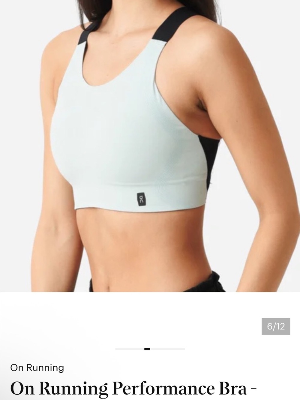 On Running Sports Bra in Light Blue with Black Straps